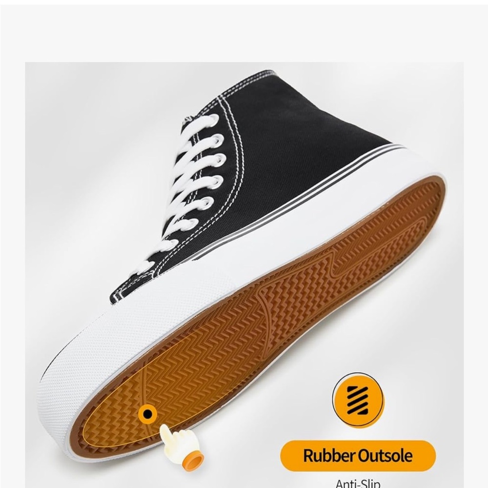 NEW Black & White High-Top Canvas Sneakers - Picture 5 of 9